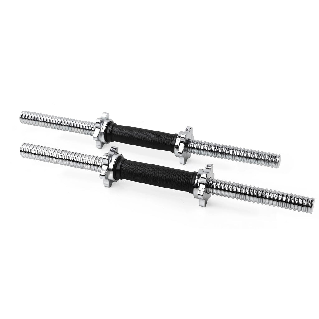 Fitness 19.5 ” Dumbbell Handles Set - Solid Steel, 1 inch Standard Grip, Spinlock Collars – Standard Weight Plates Handles for Home Gym Workouts, Bodybuilding, Strength Training – Rubber Handles