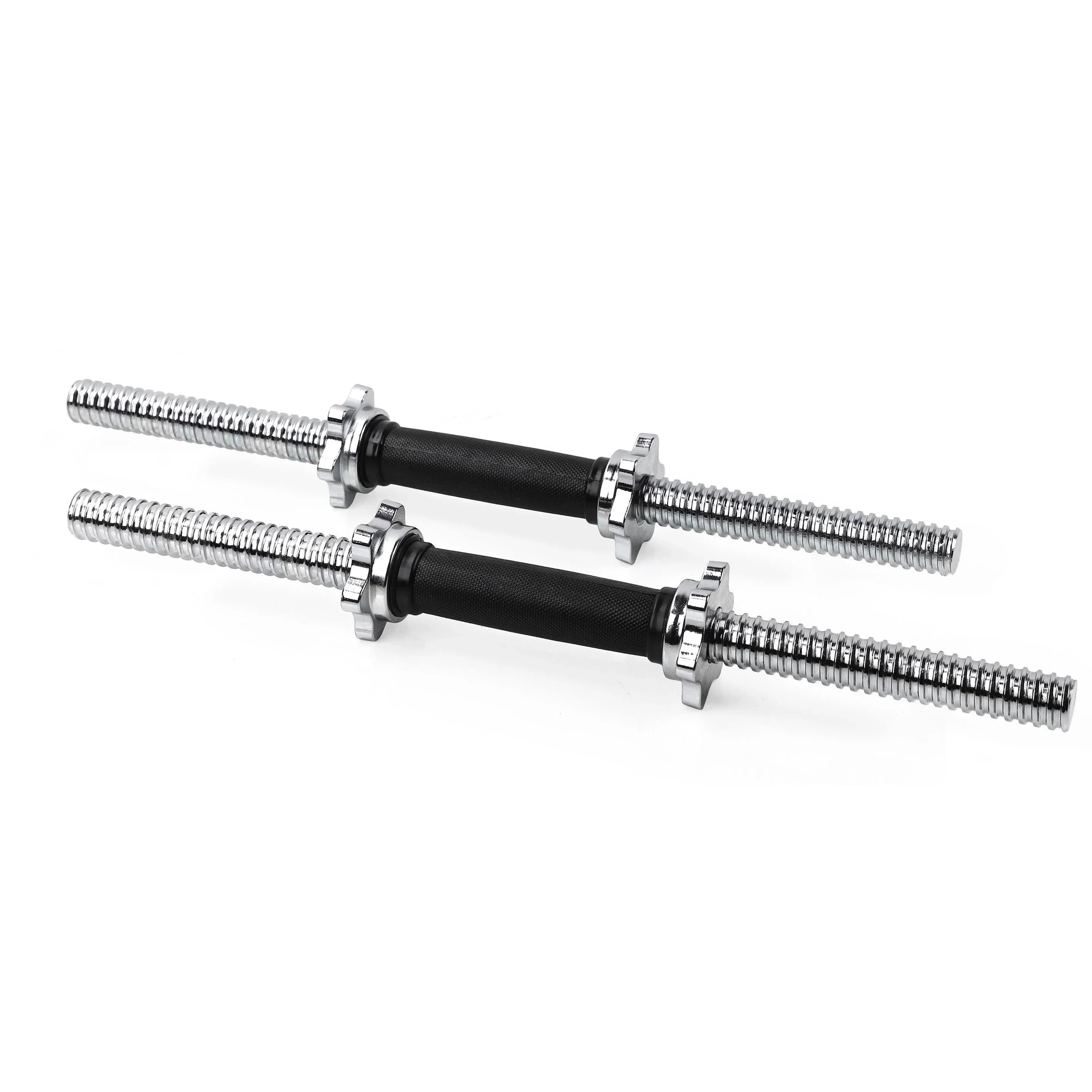 Fitness 19.5 ” Dumbbell Handles Set - Solid Steel, 1 inch Standard Grip, Spinlock Collars – Standard Weight Plates Handles for Home Gym Workouts, Bodybuilding, Strength Training – Rubber Handles