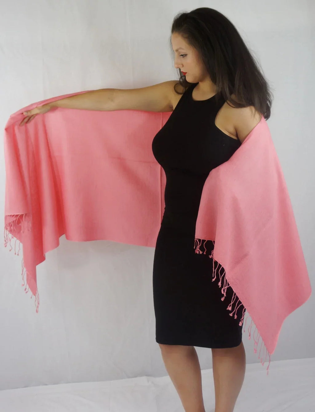 Scarf/Scarves/Shawl/Shawls/Stole/Wrap/Pashmina Scarf/Pashmina Shawl/Cashmere/Cashmere Scarf/Wool/Silk (Light Coral)