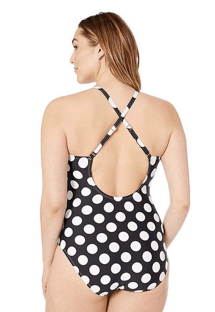 La Blanca Women's Plus Size Laceup High Neck One Piece Swimsuit, Plus Size 18W