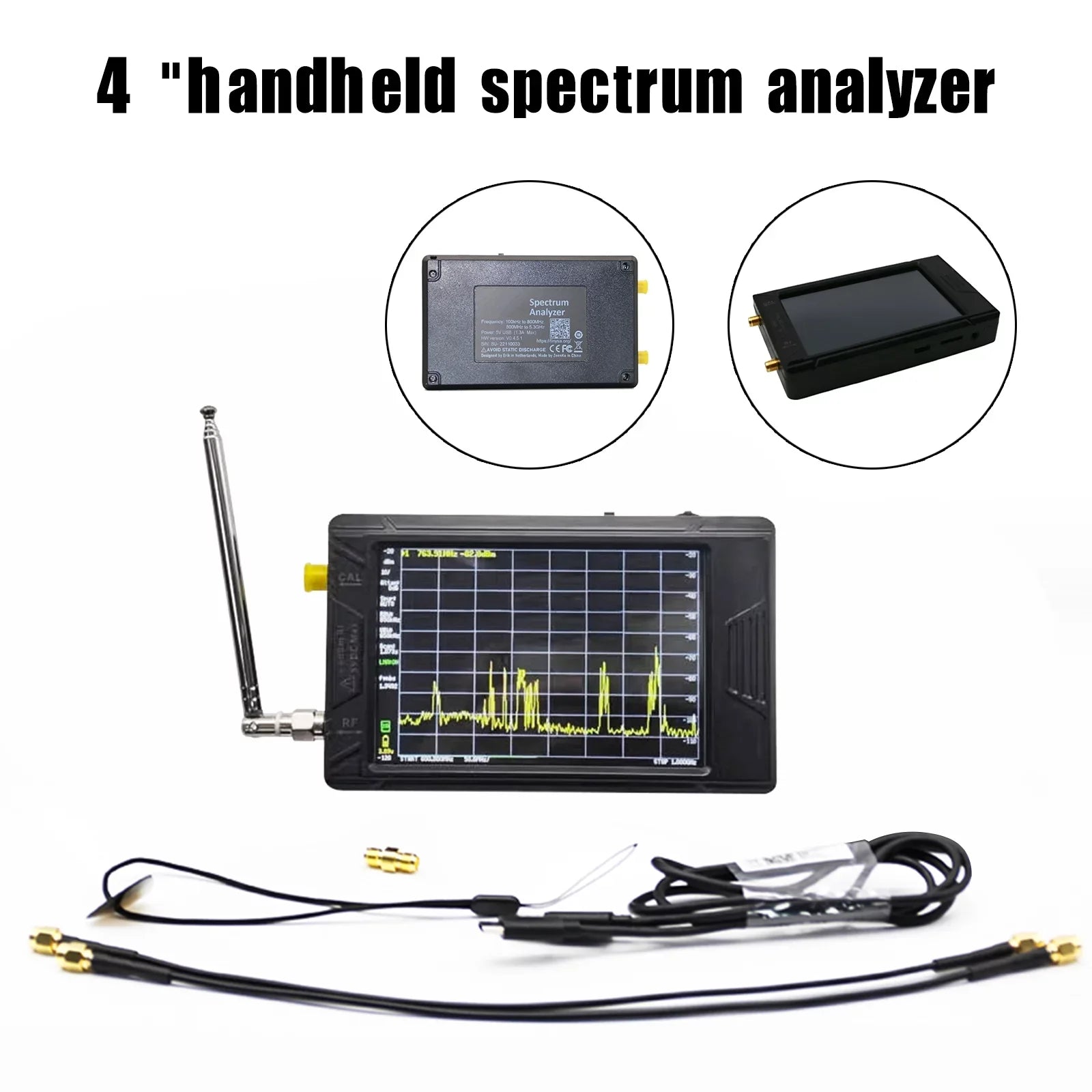 For TinySA  Handheld Tiny Spectrum Analyzer 4"  Touch 100K-5.3GHz