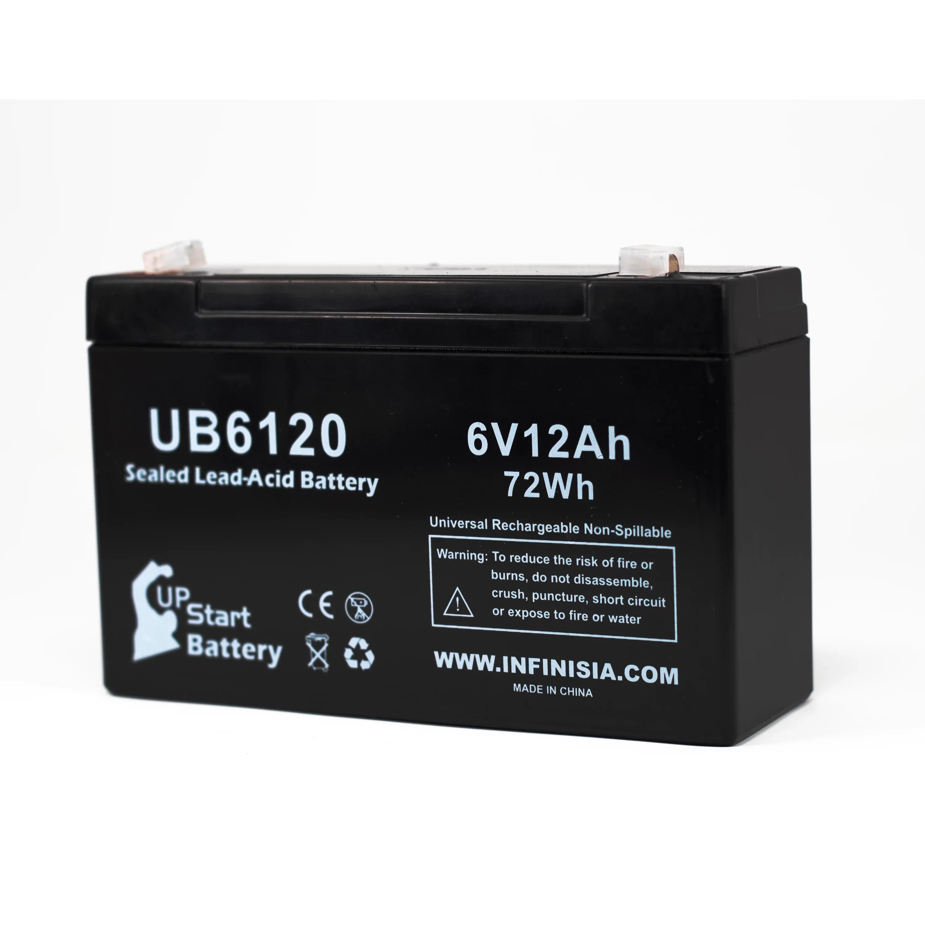 4x Pack - Compatible Tripp-Lite 850 Battery - Replacement UB6120 Universal Sealed Lead Acid Battery (6V, 12Ah, 12000mAh, F1 Terminal, , ) - Includes 8 F1 to F2 Terminal Adapters