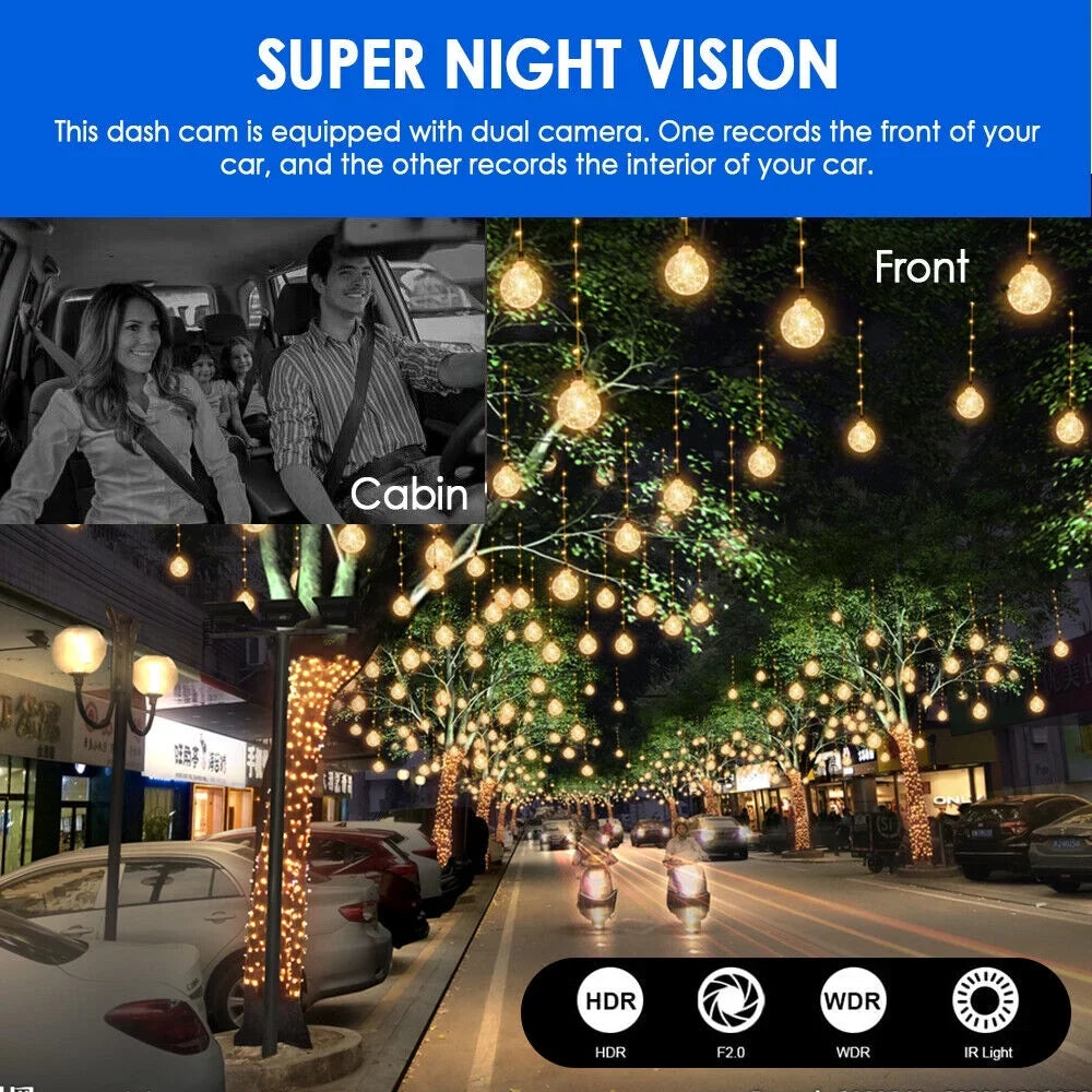 Vtin Car Dual Lens Dash Cam  1080P Video Recorder Camera G-sensor Parking Monitor