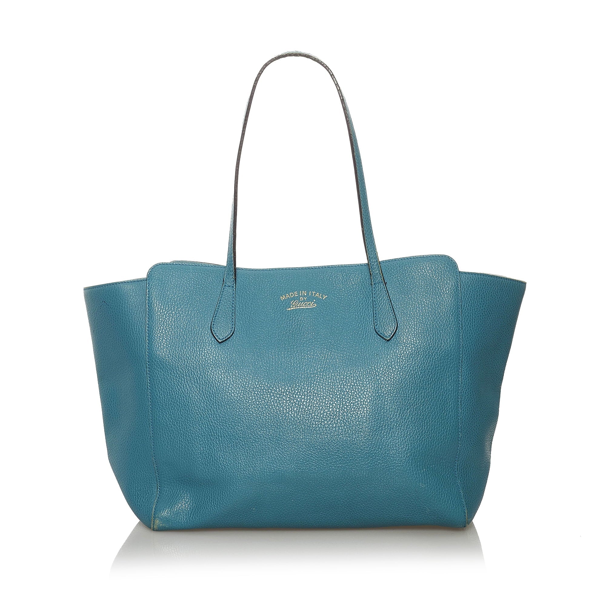 Pre-Owned Authenticated Gucci Medium Swing Tote Bag Calf Leather Blue Women (Good)