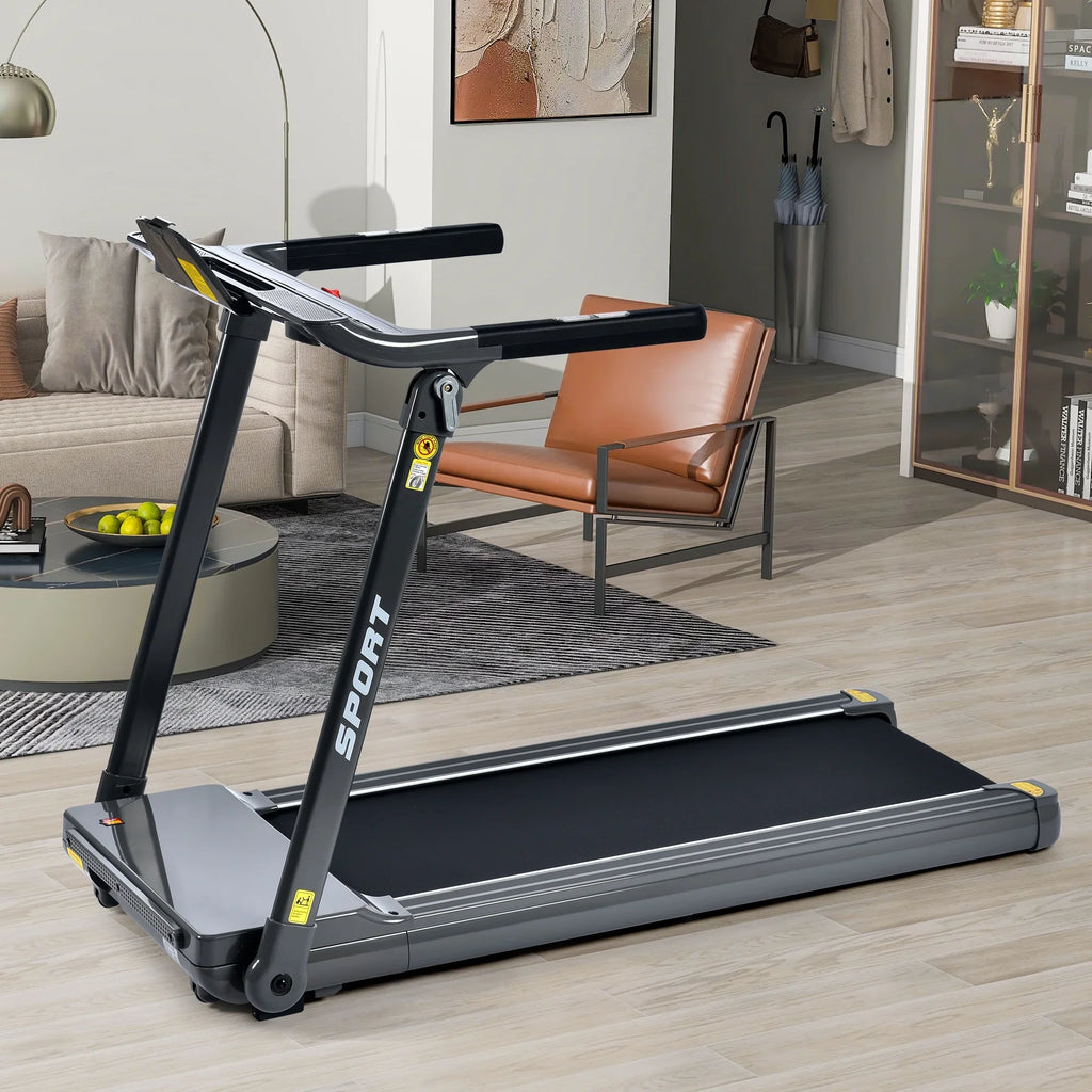 Dcenta Folding Electric 3.5HP Treadmill Medium Running Machine Motorised Gym 330lbs；Portable Compact Treadmill Foldable for Home Gym Fitness Workout Jogging Walking,Electric Motorized  14KM/H