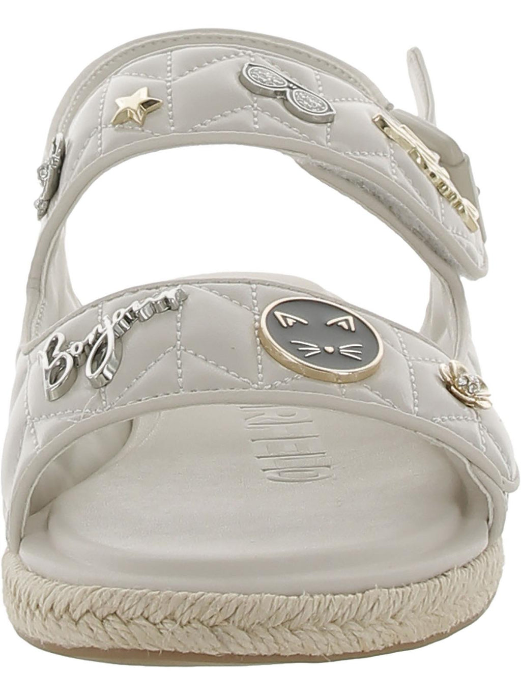 Karl Lagerfeld Paris Womens Charlay Faux Leather Embellished Slingback Sandals