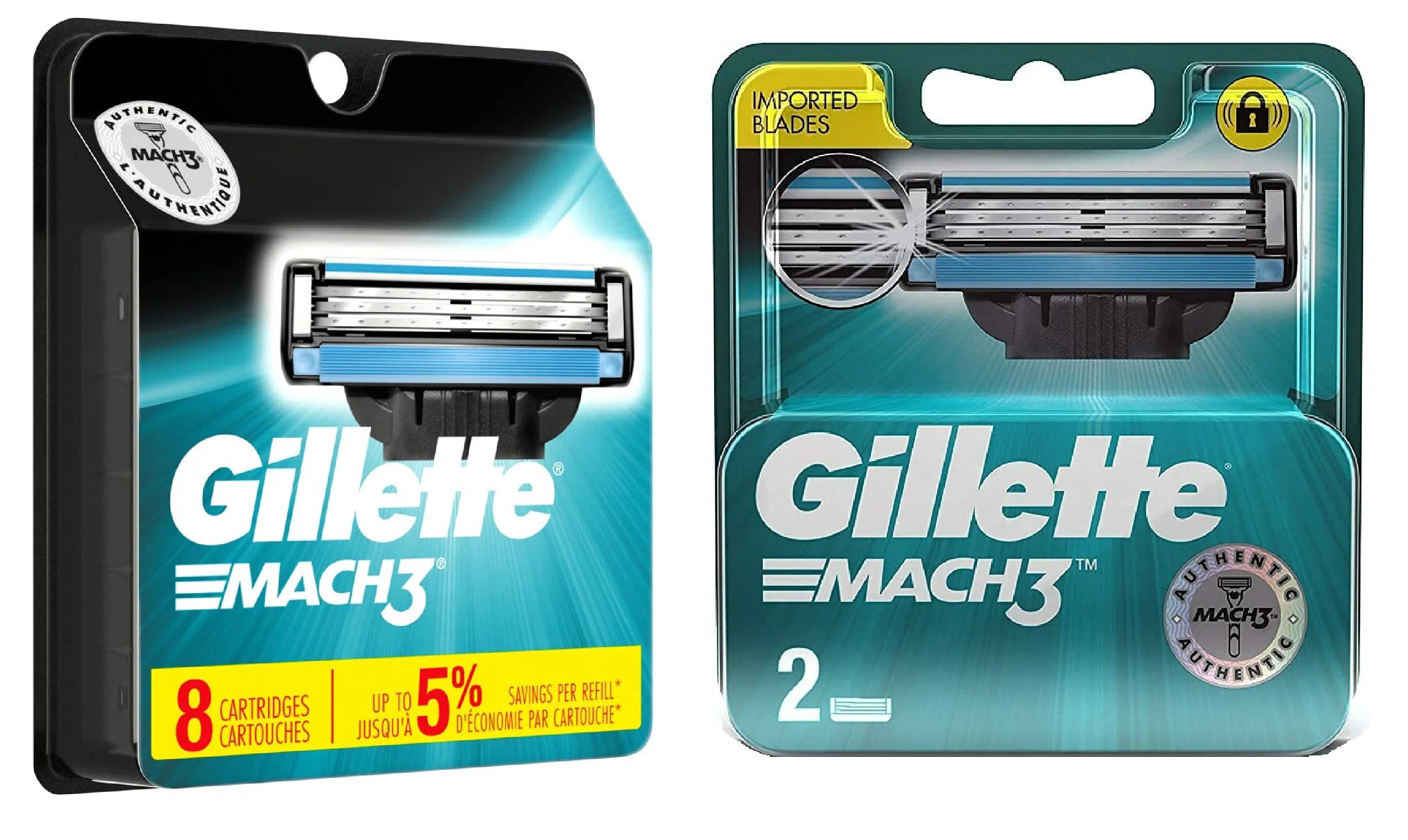 Gillette Mach3 Refill Razor Blade Cartridges, 10 Count (8ct+2ct) + Makeup Blender Sponge