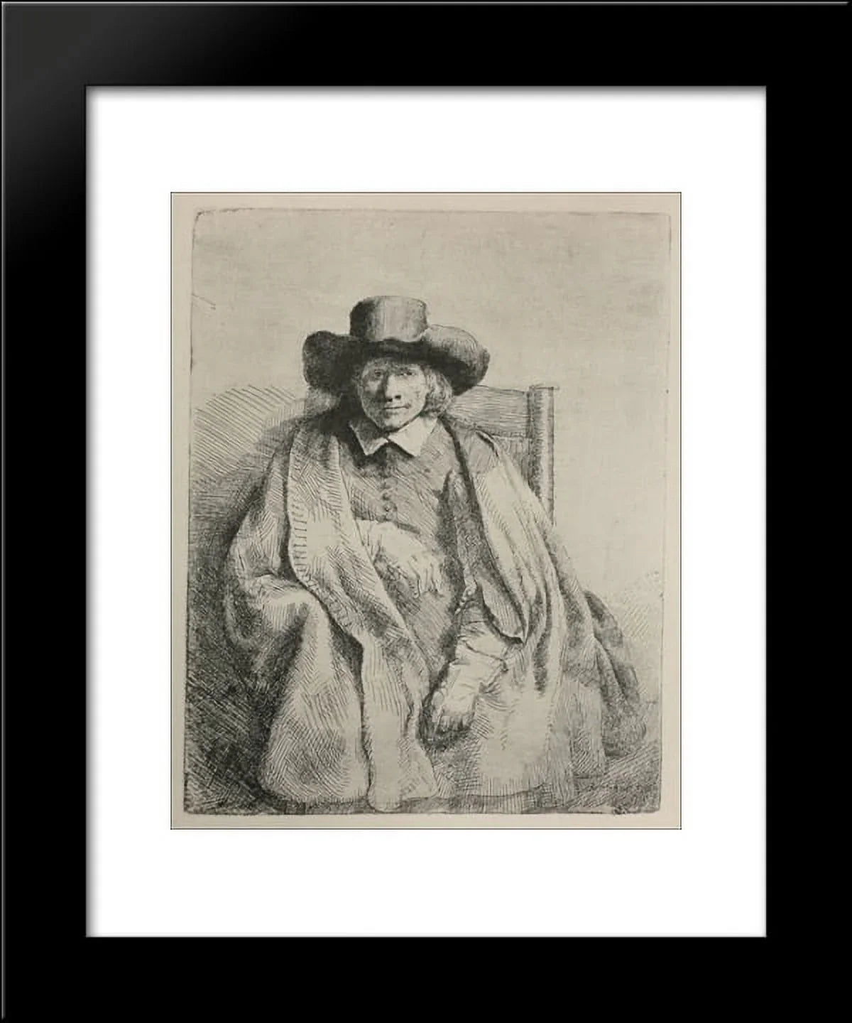 Portrait of Clement de Jonge 20x24 Framed Art Print by Rembrandt
