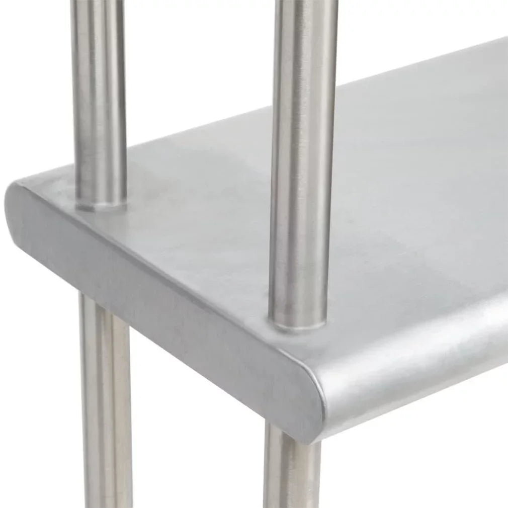 30" x 24" Stainless Steel Work Table With Two Shelves | 12" Wide Double Tier Overshelf | Metal Kitchen Prep Table & Shelving Combo