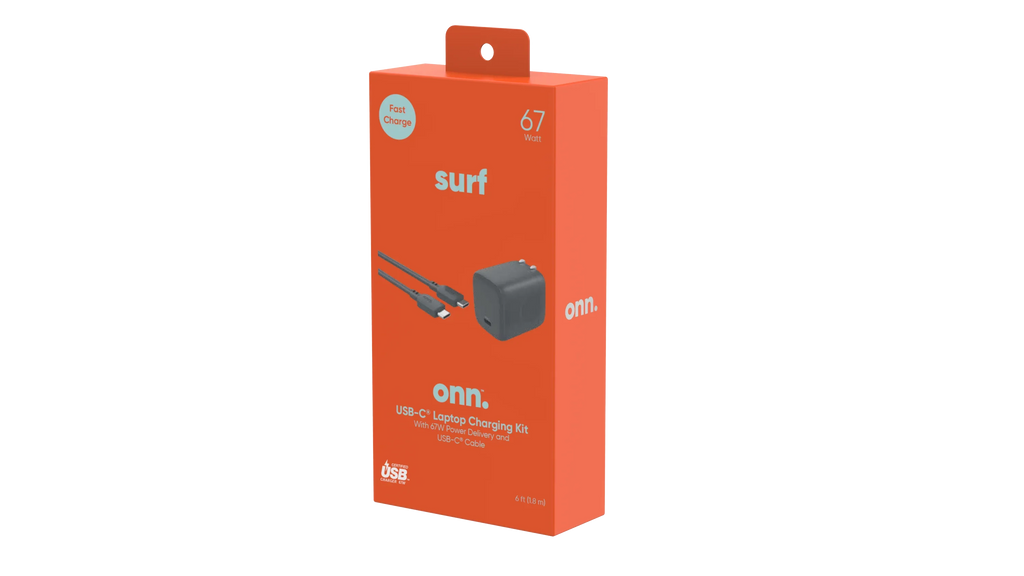 onn.  67W Laptop Charger with 1 -C Port, Compatible for Apple,Dell,,Asus,Acer,Lenovo,Grey