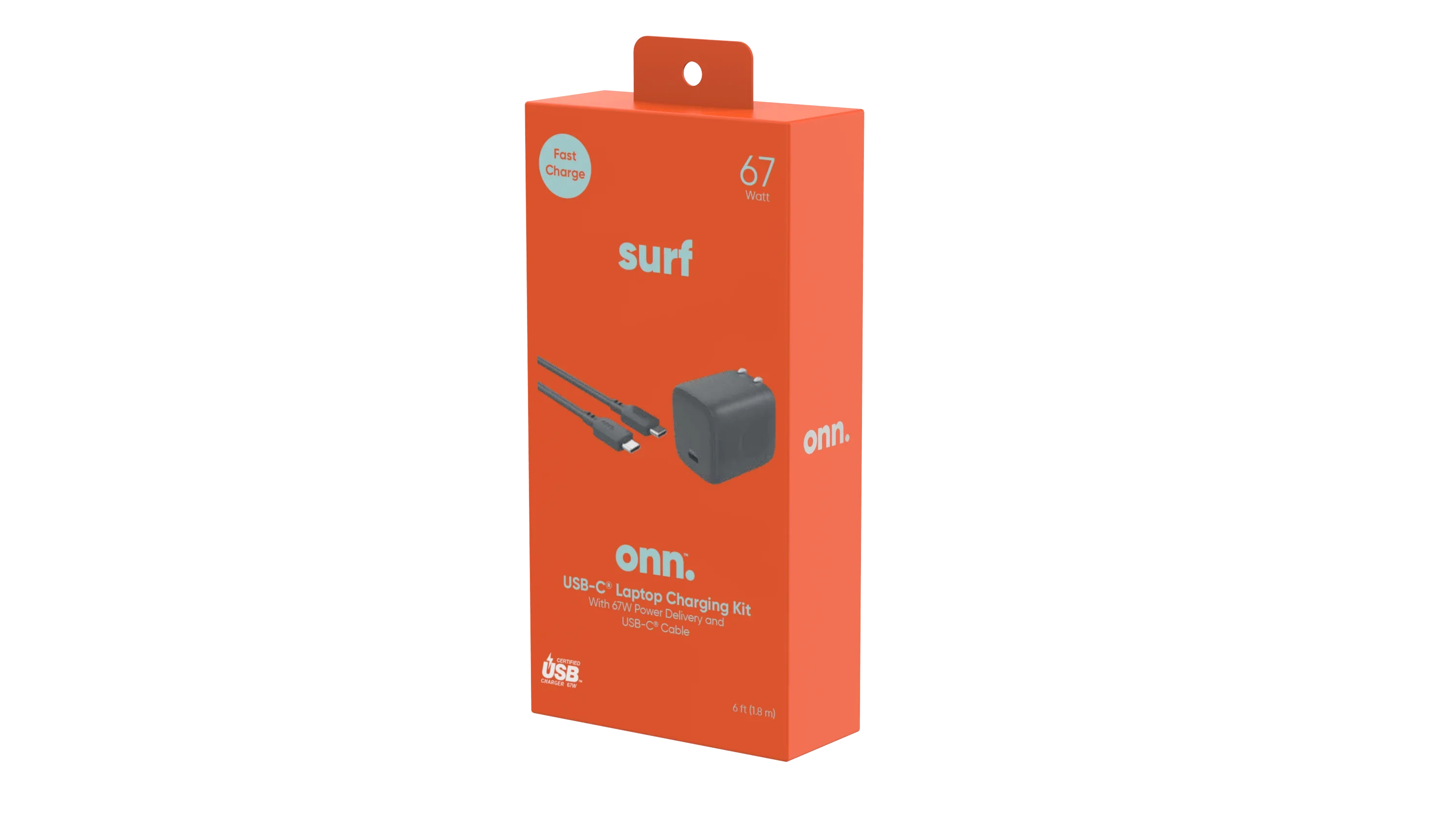 onn.  67W Laptop Charger with 1 -C Port, Compatible for Apple,Dell,,Asus,Acer,Lenovo,Grey