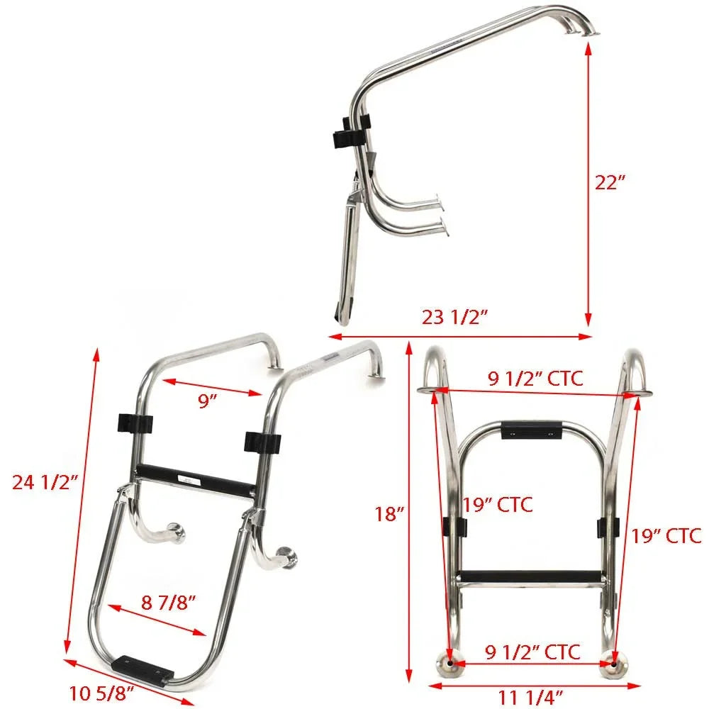 Ranger Boat Folding Boarding Ladder 207277 | 618  Stainless 2-Step