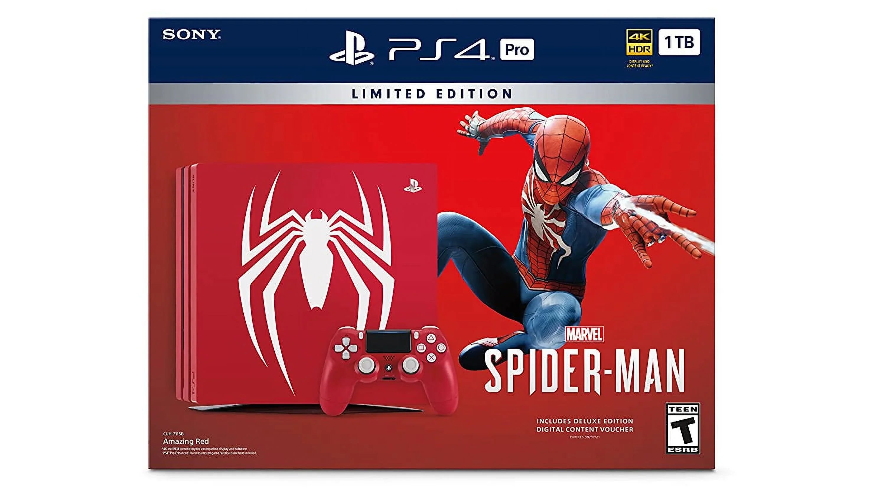 Sony PlayStation 4 Pro 1TB Gaming Console Spider-Man Limited Edition With  Cable + 2 Controller   Bundle Like New
