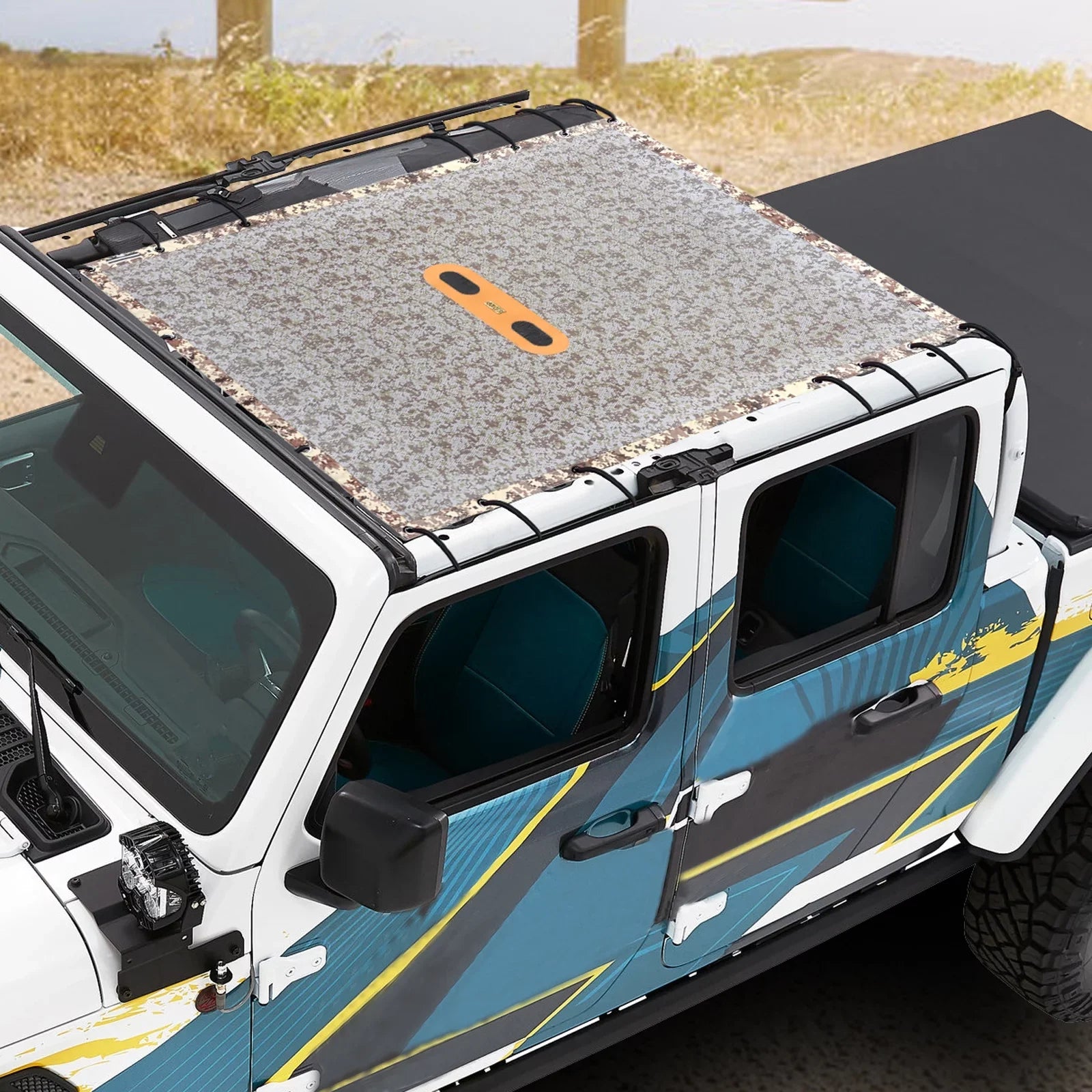 Wrangler Rear Seat Cover Cargo Net with Storage Pouch Bags Trunk Cargo Tool Organizers Backseat Soft-Shell Pet Barrier for
