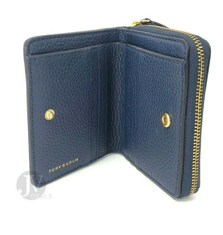 Tory Burch Women's Britten Mini Zip Card Coin Leather Wallet