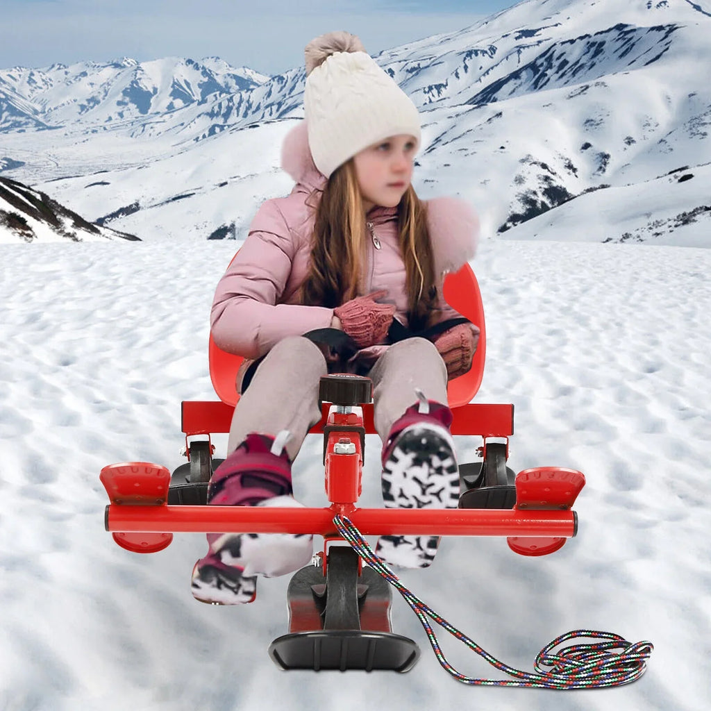 Snow Ski Sled Winter Teens Seat On Sled Ski/Snow Scooter Red