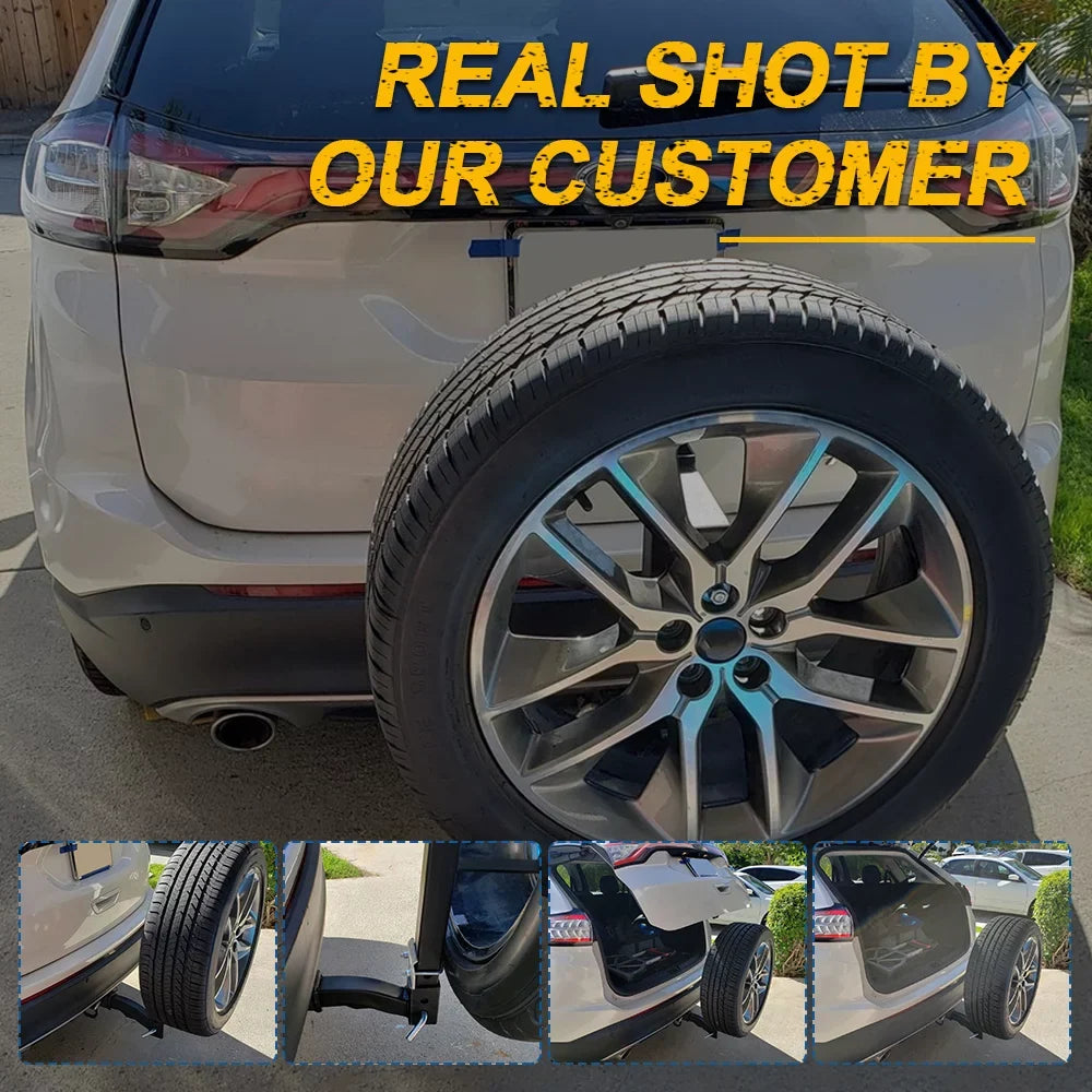 Universal Trailer Hitch Spare Tire Carrier Fits All 2" Receivers  Truck Car Tire Rack 24" High Hitch Spare Tire Mount