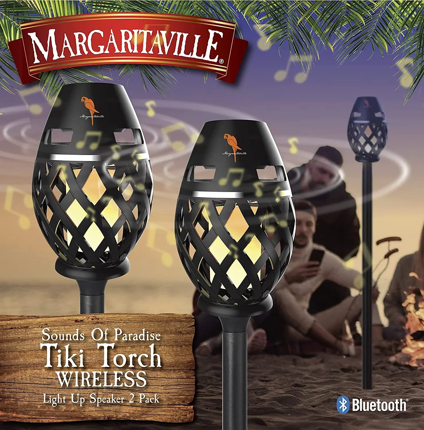 Margaritaville Portable Bluetooth Speaker, Black, MA112--2 Pack