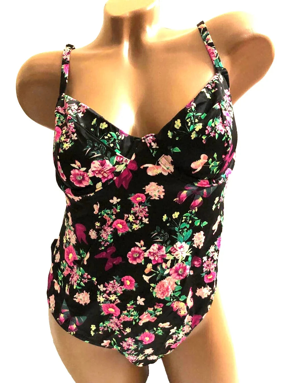 Victoria's Secret Swimsuit One Piece Wicked Black Floral Size X-Large
