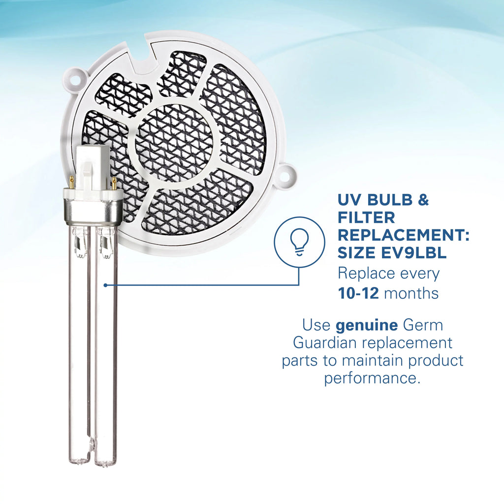 GermGuardian Tabletop -C Air Sanitizer with 2 Speeds Reduces Odors and Germs, GG3000BCA, Black