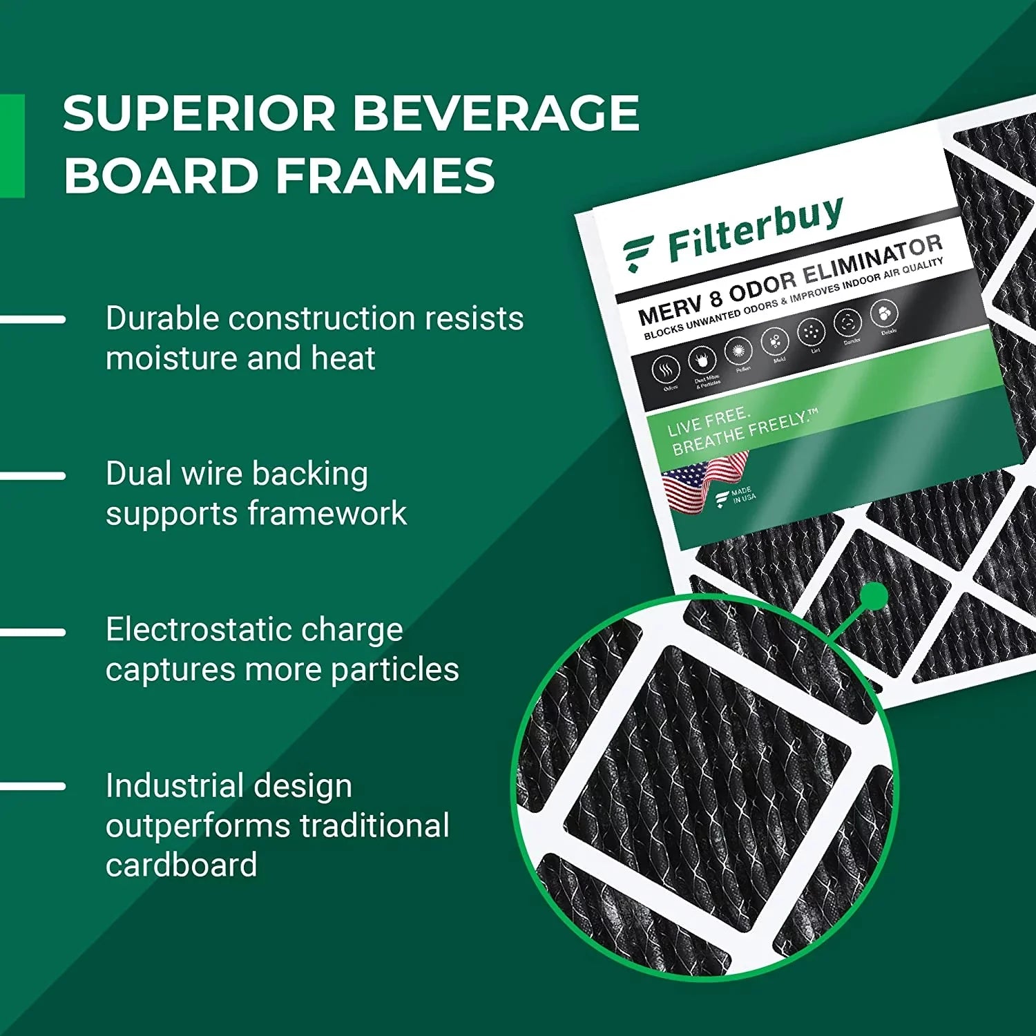 Filterbuy 24x30x1  8 Odor Eliminator Pleated   Furnace Air Filters with Activated Carbon (12-Pack)