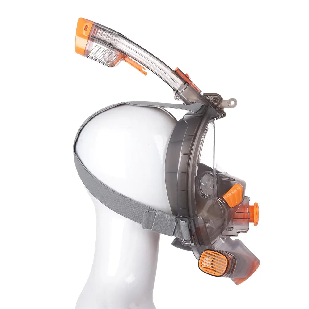 Snorkel Full Face Cover with Foldable Dry Snorkel Tube Anti-fog Anti-Leak Snorkeling Face Cover with Mount Storage Bag