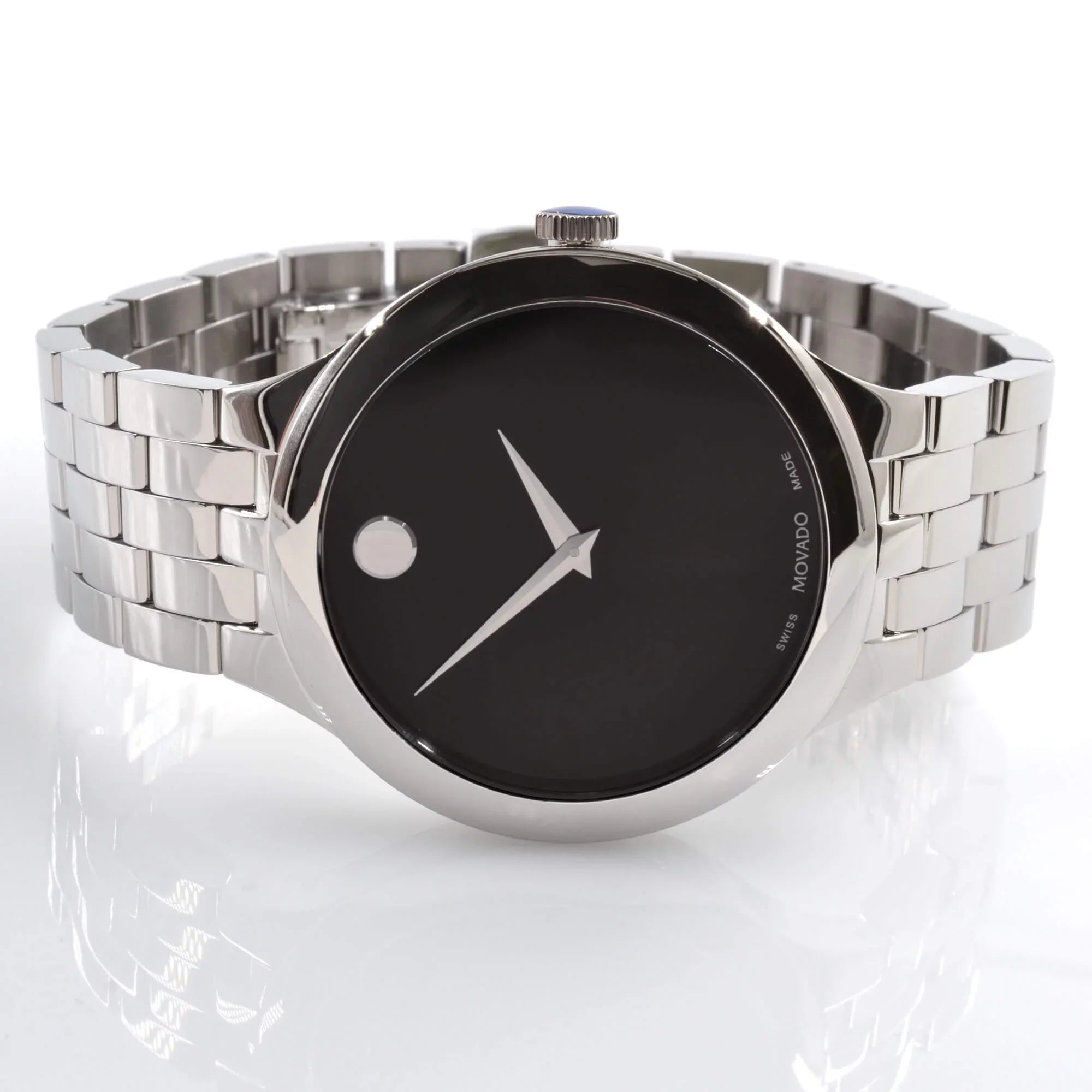 Movado 0607415 Unisex Veturi Black Dial Silver Tone Case Watch