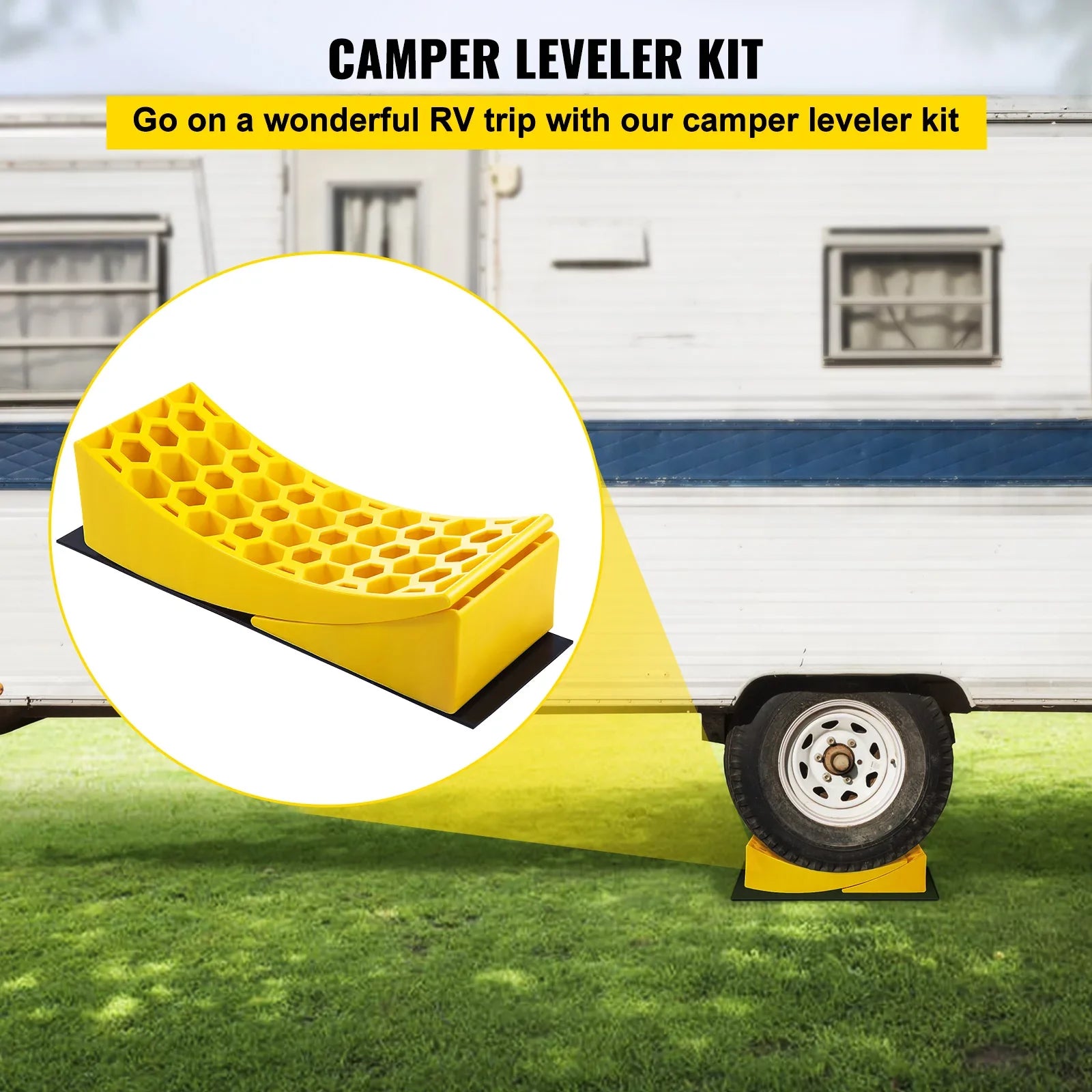 Camper Leveler 2 Pack 35000lbs Curved  Levelers Camper Leveling Honeycomb Blocks Chocks for Trailers Campers Vans Trucks
