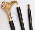 Victorian Premium Walking Cane Beautiful Plated Solid Brass Handle Walking Stick With Inlayed & Crutches Buffed Polished Canes for Men and Women (Lion)