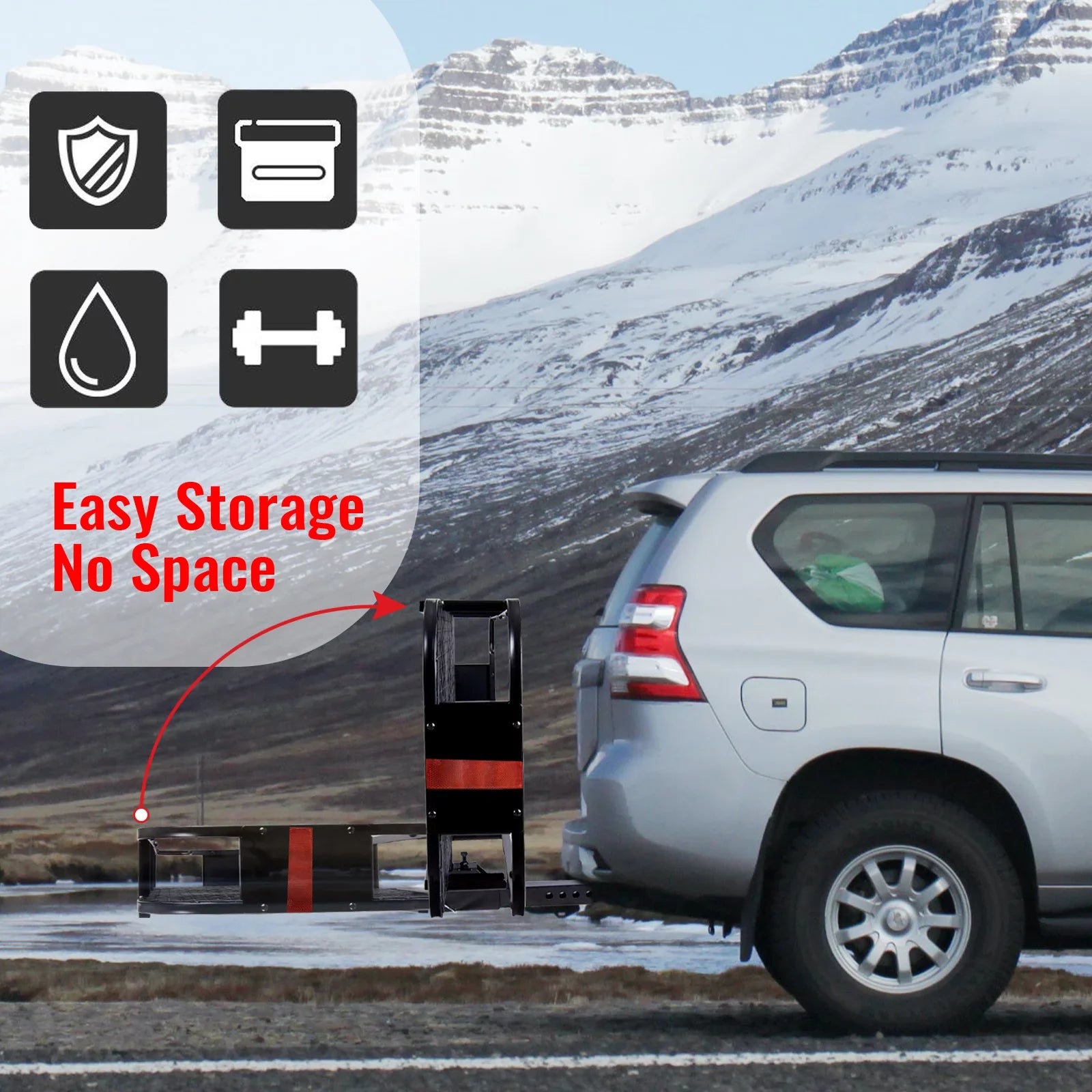 Folding Hitch Mount Cargo Rack Carrier Rear Luggage Basket for Car, , Truck,  500 lbs, Capacity 60"x20"x6"