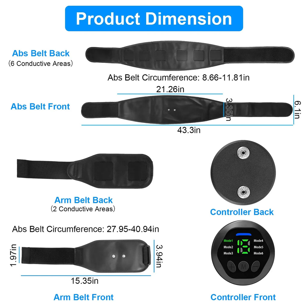 iMounTEK Muscle Stimulator Workout Equipment Abdominal Toning Belt  Training Fitness Equipment Waist Trimmer Belt, 6 Modes, 18 Intensity Levels, Home Office Equipment