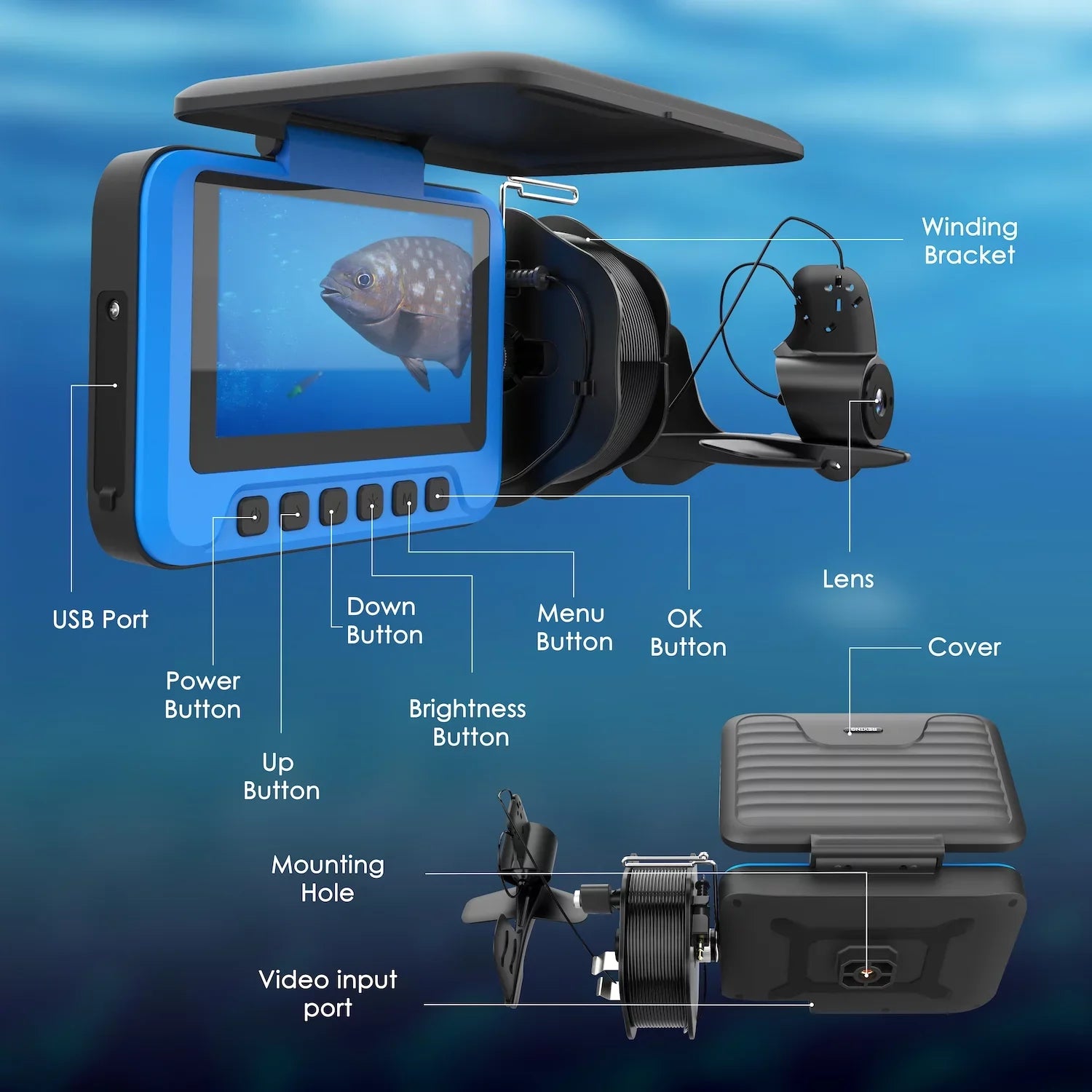 Rexing FC1 Underwater Fishing Camera w/ Winding Spool