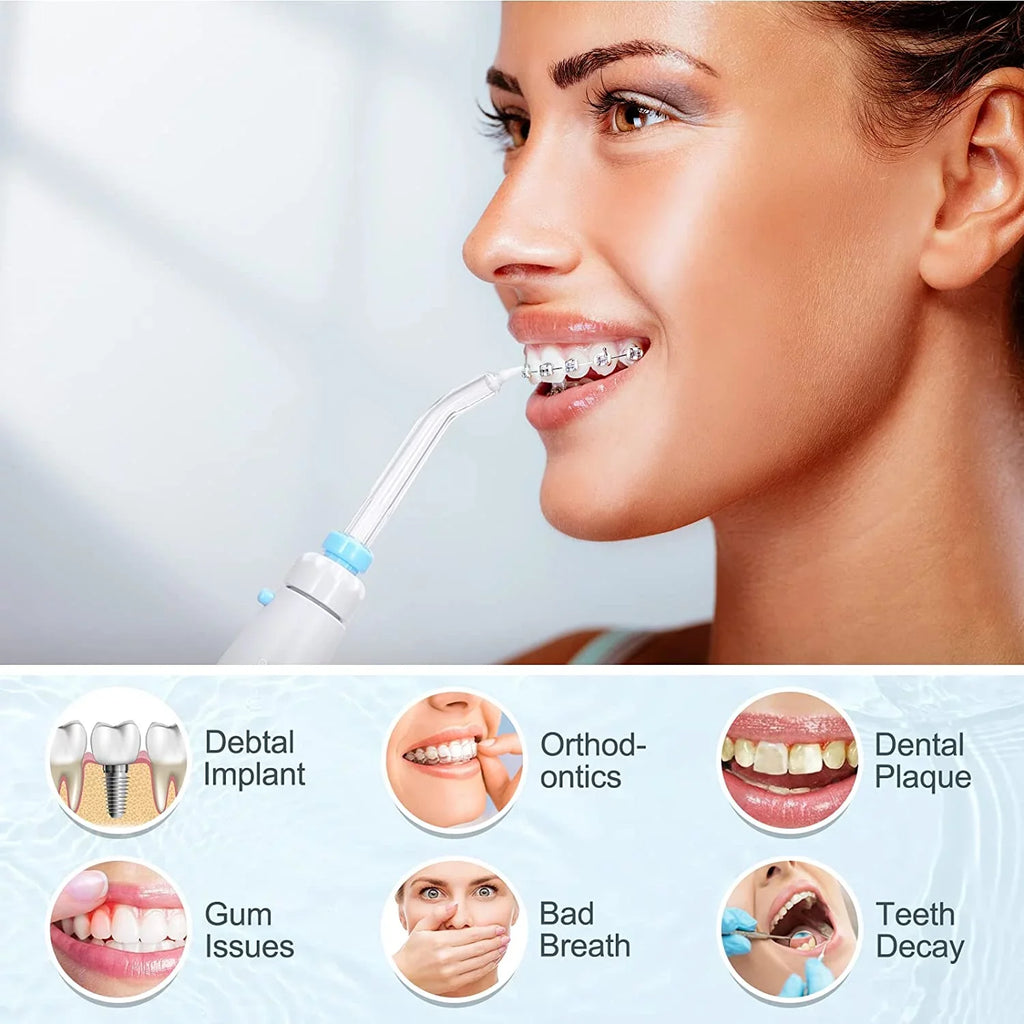 Homgeek Water Flosser for Braces Teeth Cleaner Dental Water Teeth 10 Adjustable Pressure with 7 Multifunctional Tips White