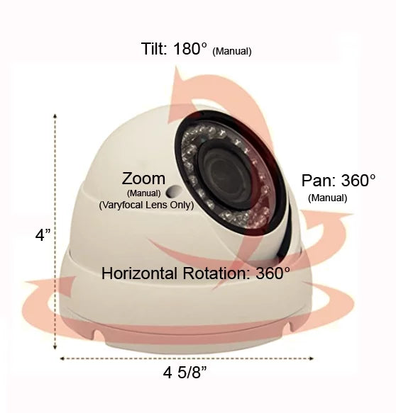 101AV Security Dome Camera 1080P True Full- 4  1(, , , ) 2.8-12mm Variable Focus Lens  2.4Megapixel  Image Sensor  In/Outdoor   Camera (Charcoal)