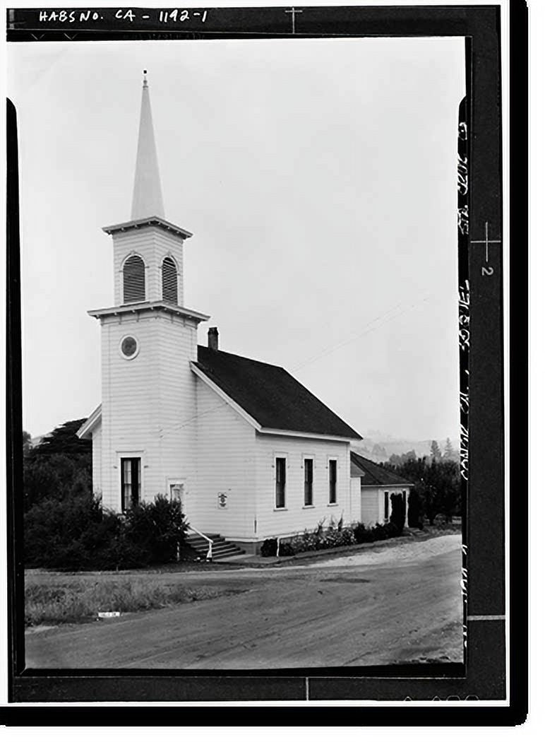 Historic Framed Print, Congregational Church, Soquel, Santa Cruz County, , 17-7/8" x 21-7/8"