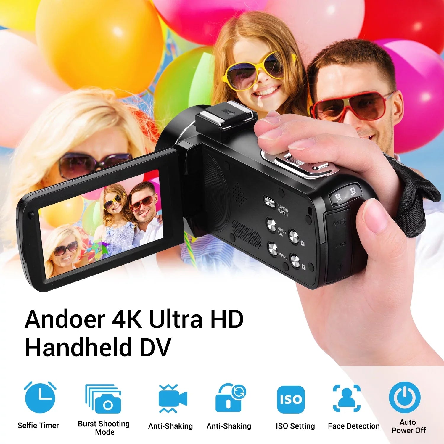 Andoer-2 Video Camera,Inch  Monitor  Monitor Burst 3.0 Inch  Monitor Burst Function  Professional Video 4K  Handheld Camera 3.0 Inch Video Camera