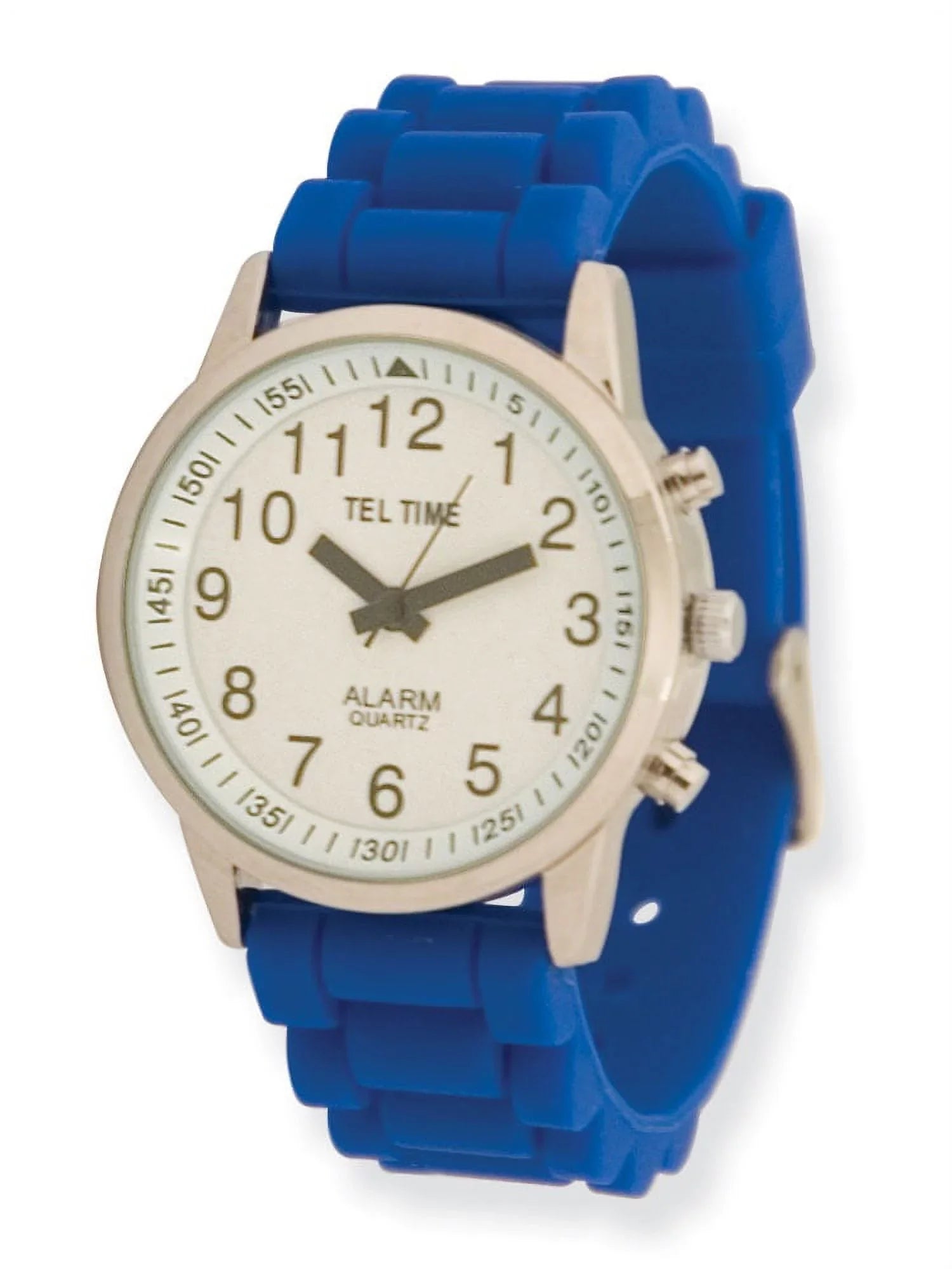Ladies Touch Talking Watch- Large Face- Blue Rubber Band