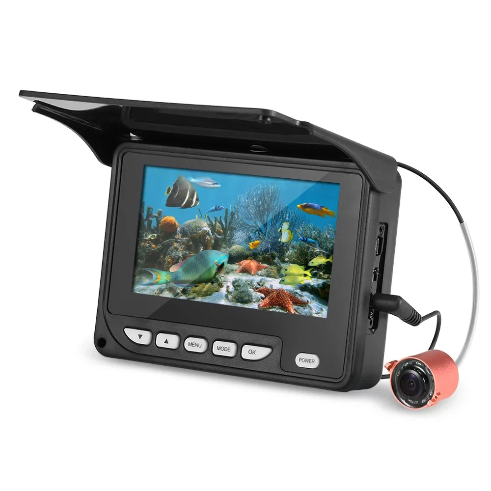 Walmeck 4.3 Inch Portable Underwater Fishing Camera Fish Finder Waterproof Night Vision Ice Boat Fishing Camera 20M Cable with Carry Bag