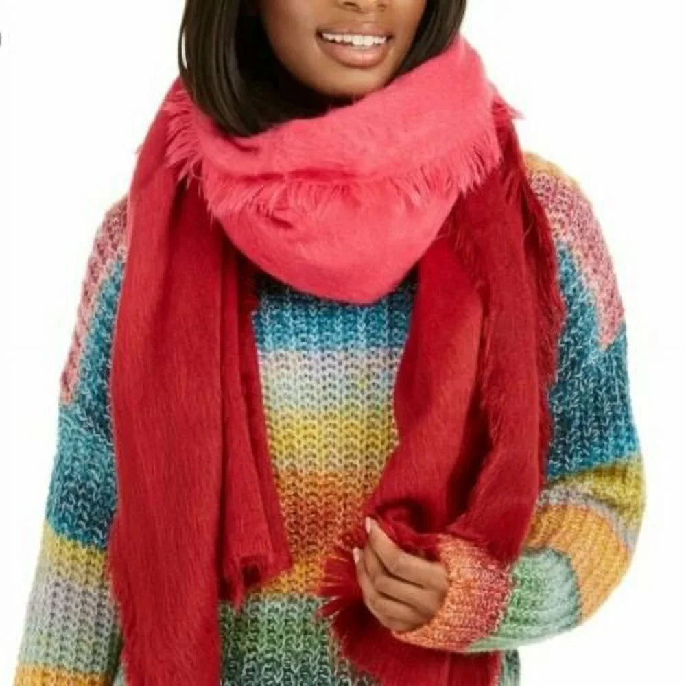 Women's Scarves Fuzzy Woven Ombre Wrap Shawl Scarf Pink One Size, $58