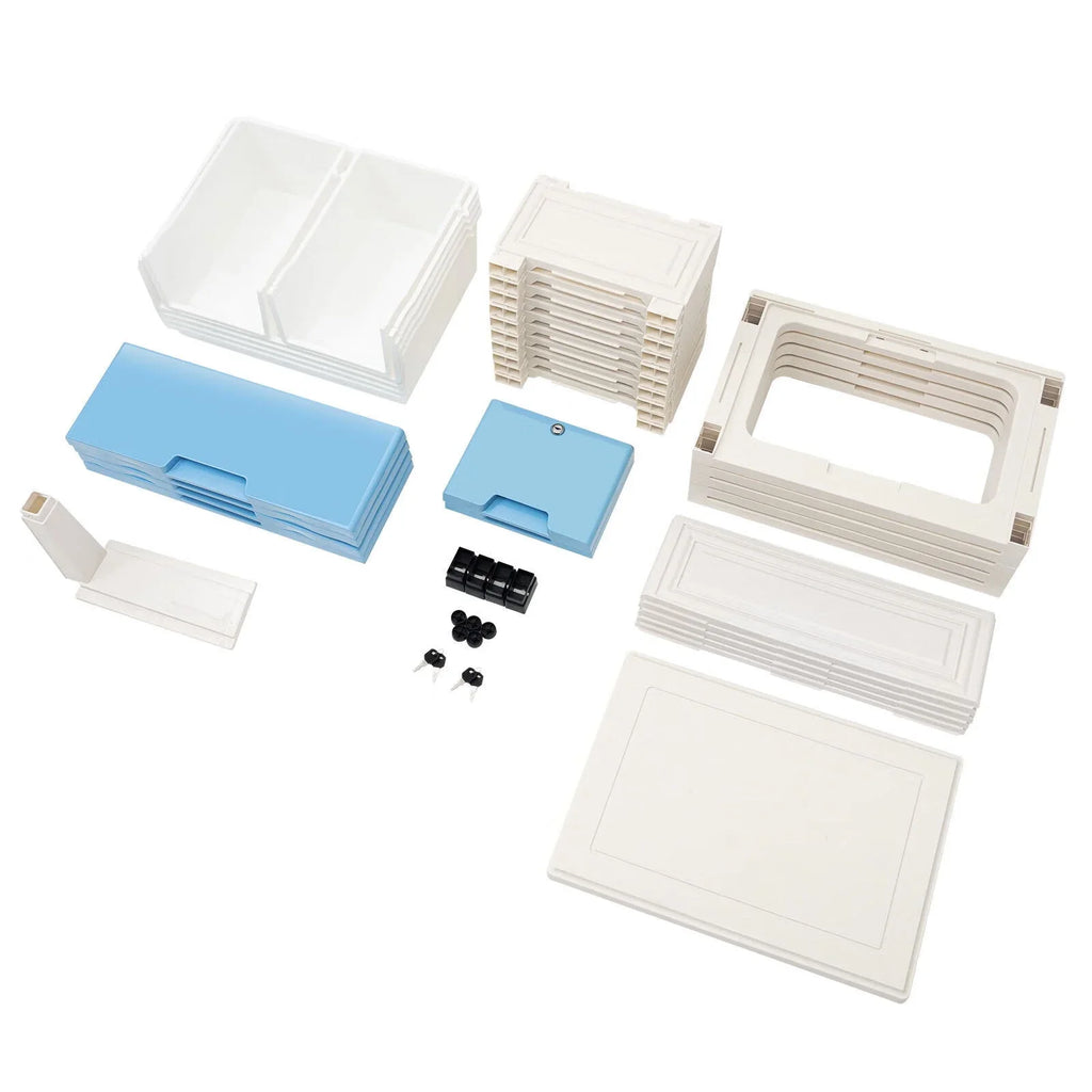 6 Drawer Plastic Storage Tower Closet Organizer with 4 rollers for Home, Office (Blue)