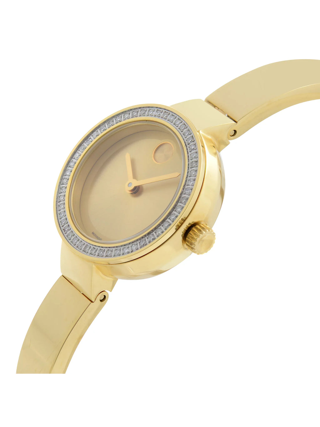 Movado Bold Museum 25mm Gold Plated Steel Diamond Quartz Ladies Watch 3600322