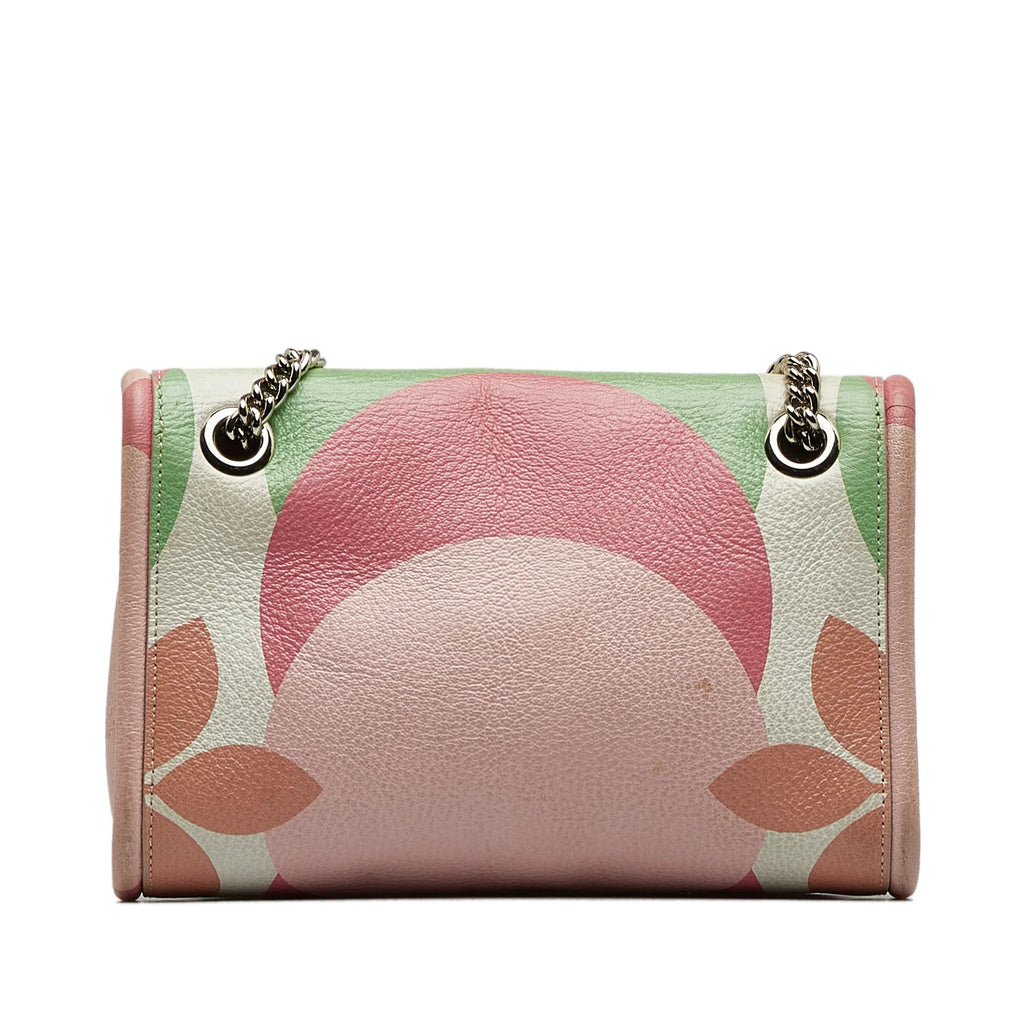 Pre-Owned Authenticated Miu Miu Flower Print Crossbody Calf Leather Pink Crossbody Bag Unisex (Good)