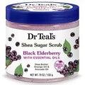 Dr Teal's Shea Sugar Body Scrub, Black Elderberry with Essential Oils, (Pack of 4)