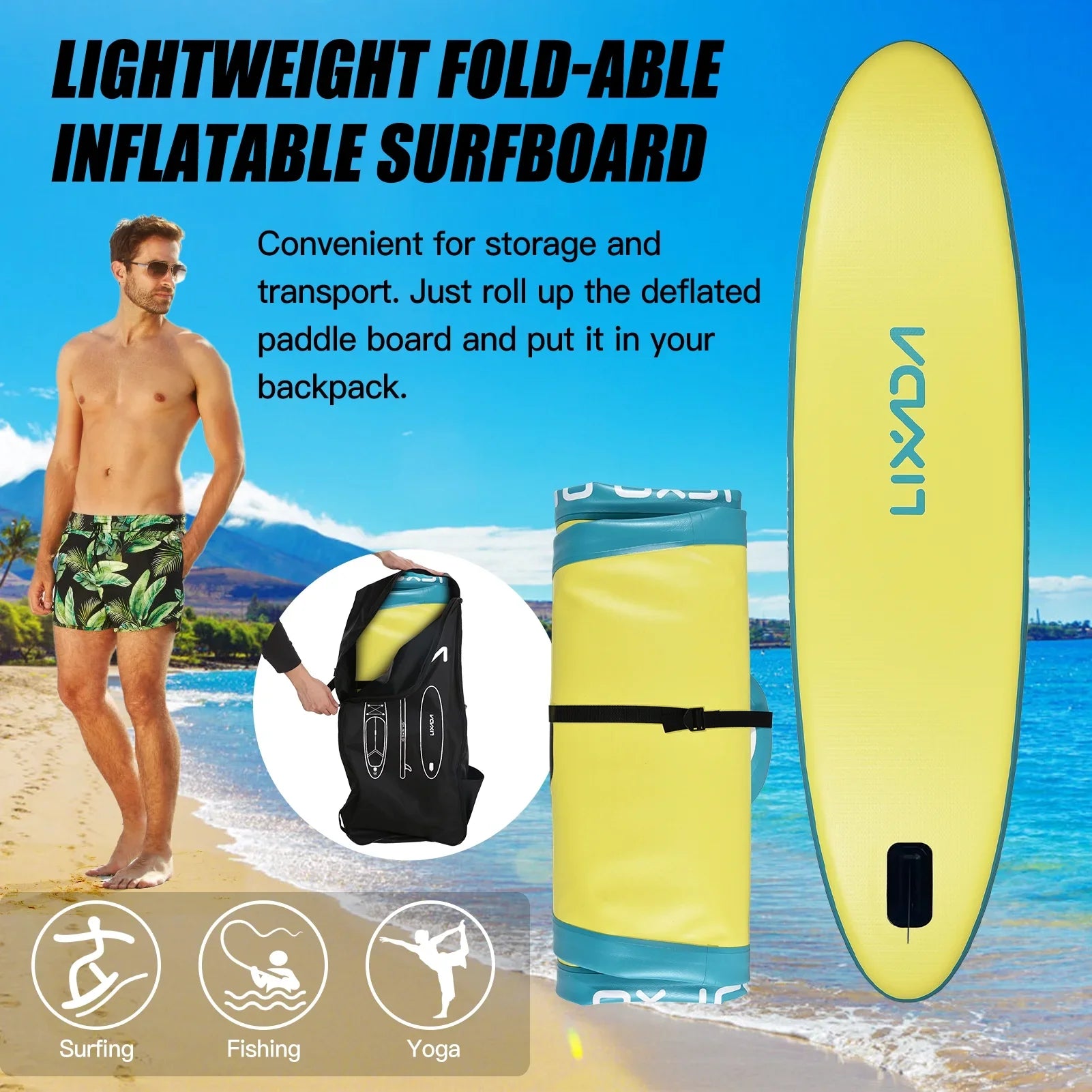 Lixada Surfboard Set, Inflatable Paddle Board for Water with Travel Backpack
