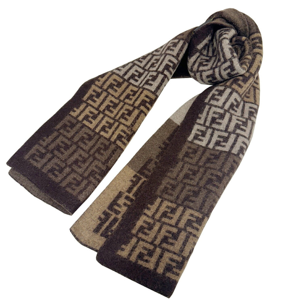 Pre-Owned  Zucca pattern  scarf wool brown beige men's women's (Good)