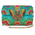 Mary Frances Butterfly Love Blue Pink Spring Beaded Crossbody Handbag