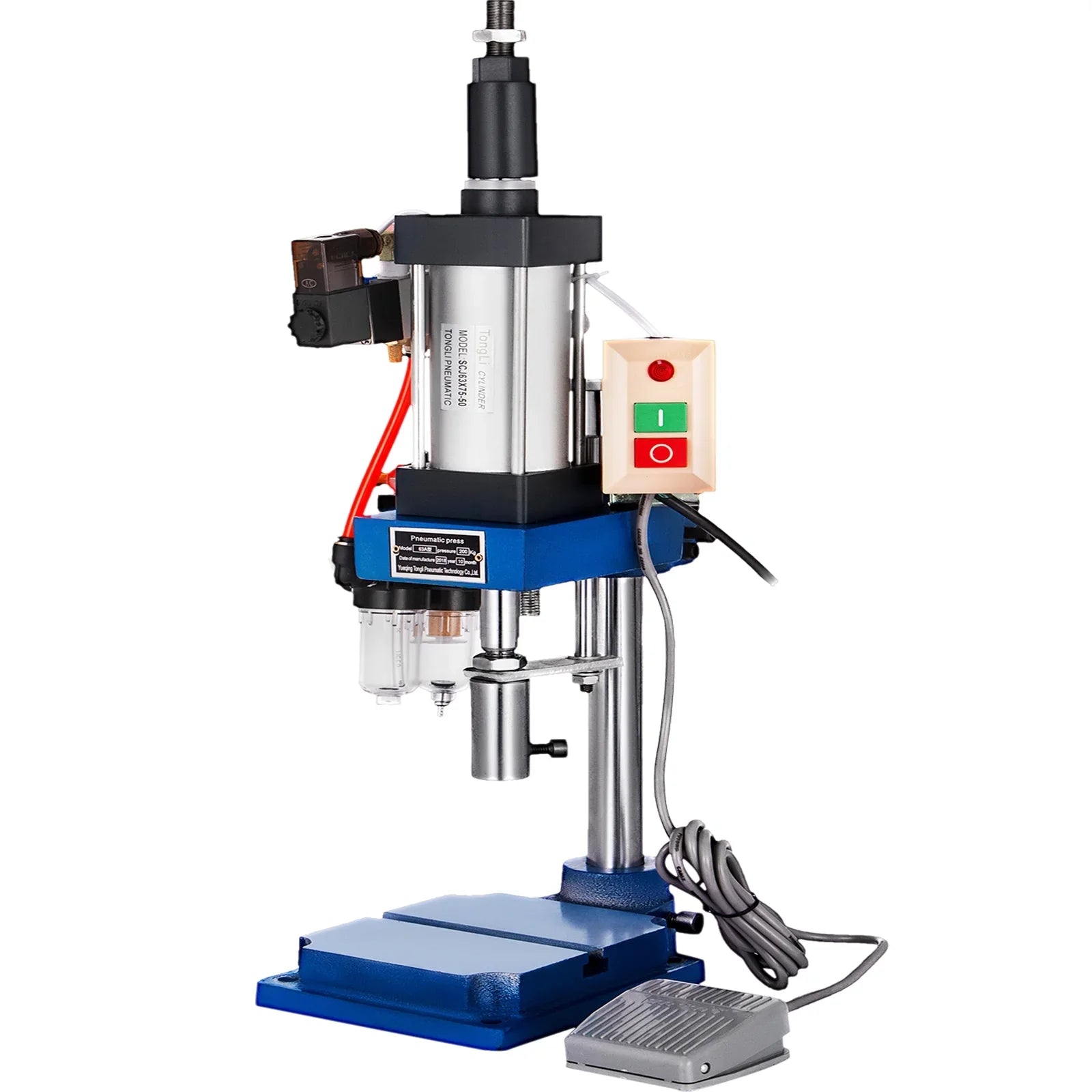 Pneumatic Punch Press Machine 440LB/200KG Pressure, Desktop Punching Press Machine 110V ,Cylinder Stroke Pneumatic Press 0.4-0.7 Mpa Operation Pressure