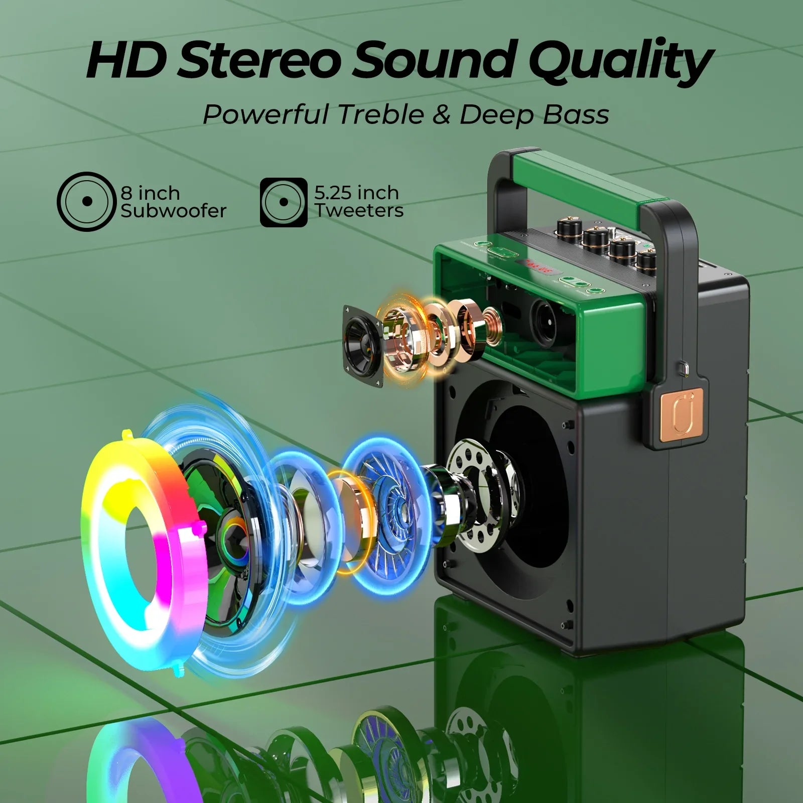 Karaoke Machine with 2 Wireless Microphones, Bluetooth Karaoke Speaker with Mic and Light, Singing Machine Home Karaoke System, Karaoke Machine for Adult (MS73)