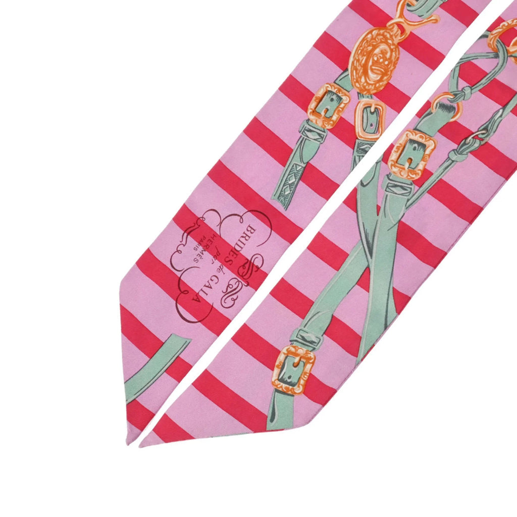 Pre-Owned  Twilly    Old Tag Pink/Red/Green - Women's 100% Silk Scarf Muffler (Fair)