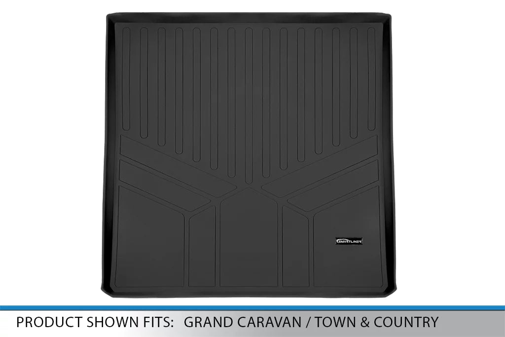 smartliner all weather cargo liner floor mat behind 2nd row seat black for 2008-2018 grand caravan / town & country